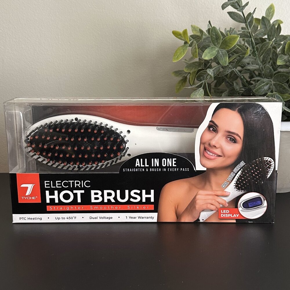 Tyche Electric HOT BRUSH All-In-One Straightener Smoother Flat Iron Hair Styler